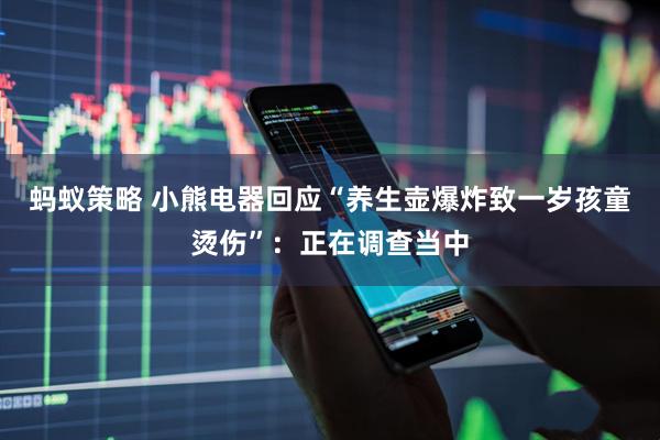 蚂蚁策略 小熊电器回应“养生壶爆炸致一岁孩童烫伤”：正在调查当中